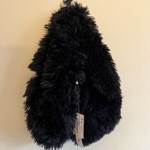 Collection 18 Scarf Women Infinity Loop Black Faux Fur One Size